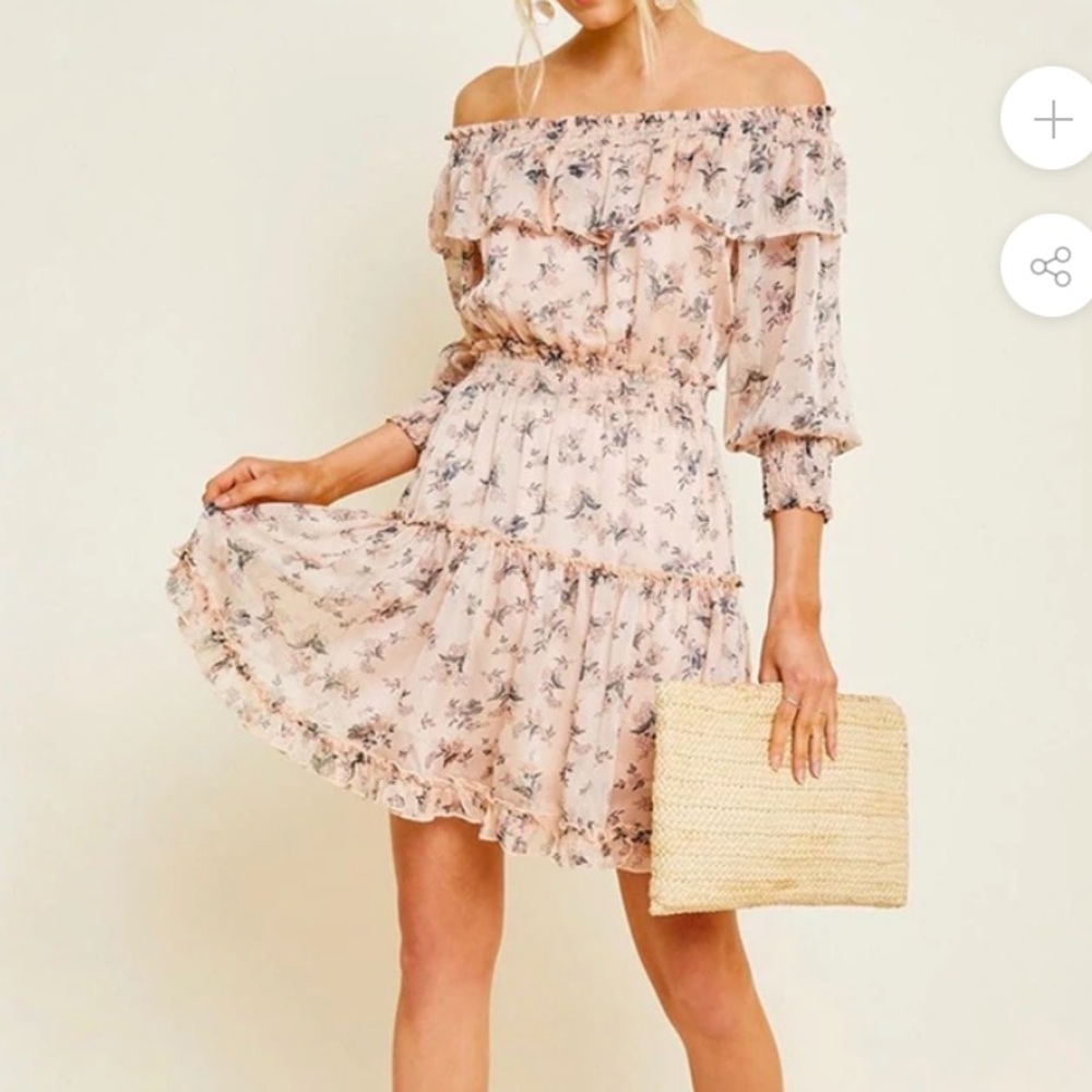 Hayden Sweet Talk Floral Off the Shoulder Mini Dress in Blush NEW W-752 Sz S